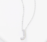 Diamonique Bitty Initial "J" Necklace, Sterling Silver